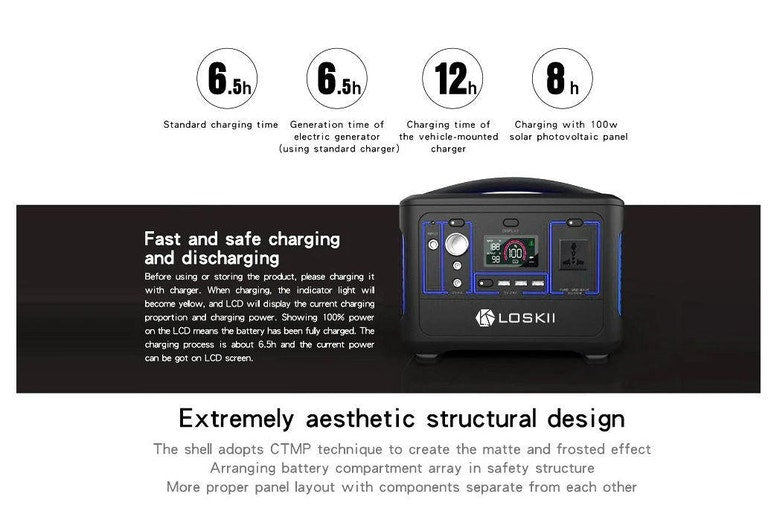 Portable Outdoor Power Station 500W - Solar & Mains Rechargeable