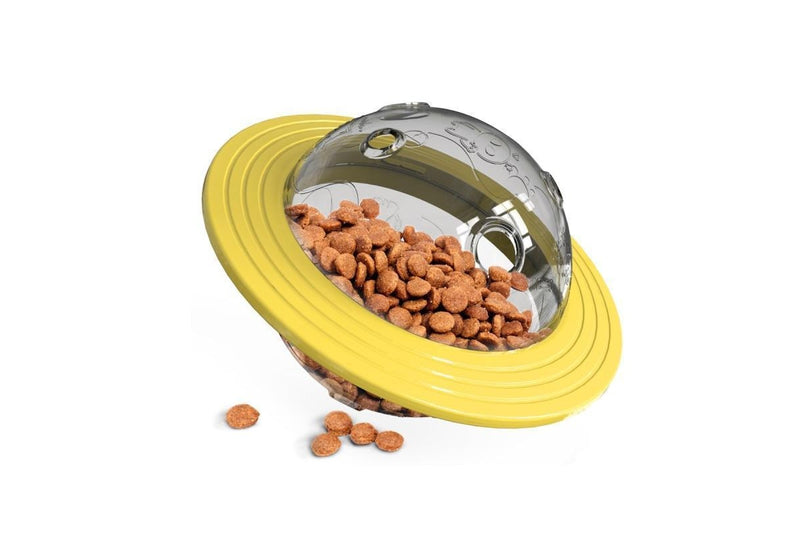 Ufo Flying Frisbee Feeder For Dogs Pet Toy - Yellow