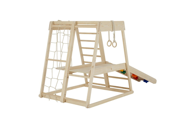 Fraser Country Toddler Indoor Wooden Jungle Gym Set (Frame + Swing + Slide)