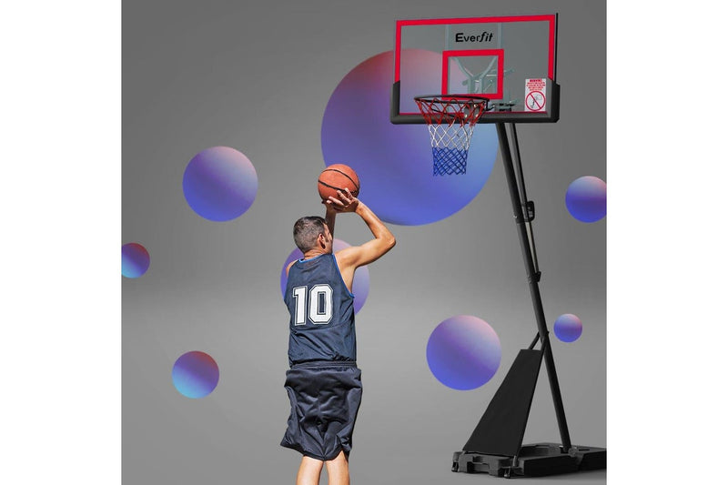 Portable Basketball Hoop Stand System Height Adjustable Net Ring Red