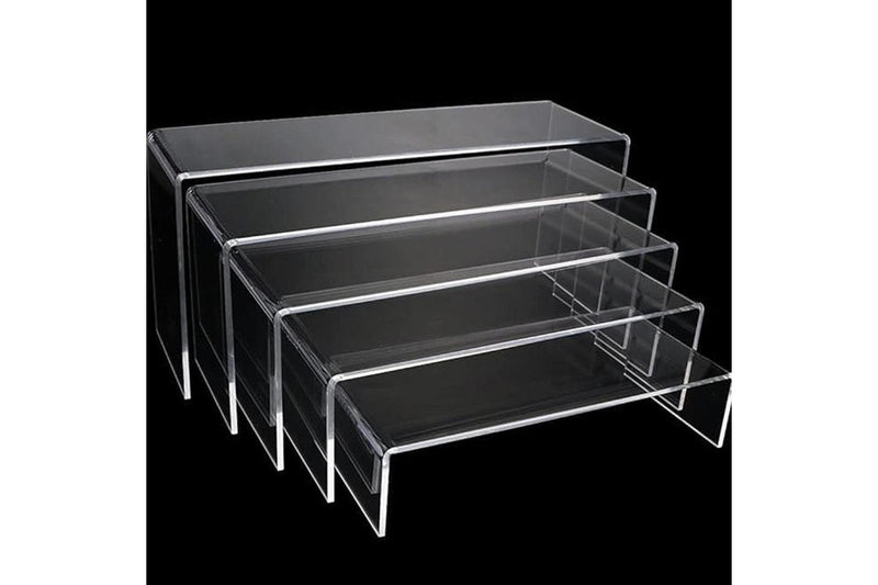 5 Pieces Set Clear Acrylic Display Risers Stand Shelf Showcase for Jewelry Candy Dessert Cake