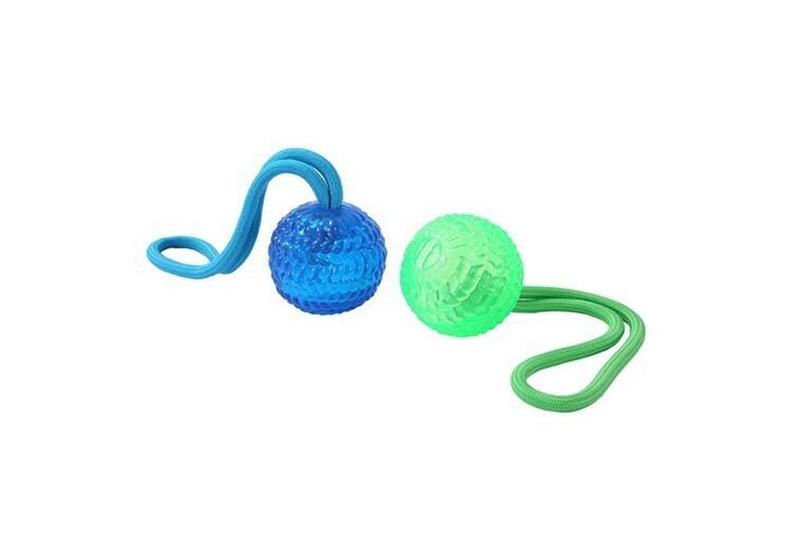 4x Paws & Claws 25cm TPR Rubber Ball & Rope Dog Pet Toy Play Interactive Game