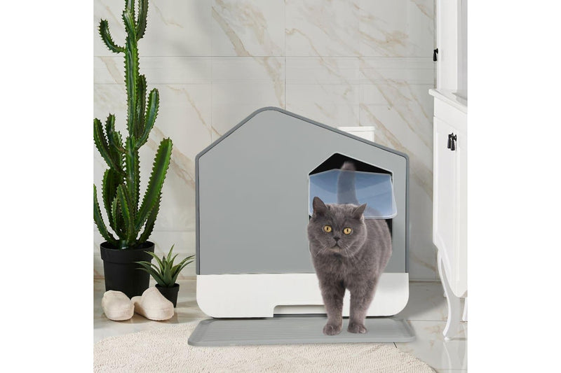 Fully Enclosed Cat Litter Box Mat Kitty Toilet Trapping Odour Control Basin