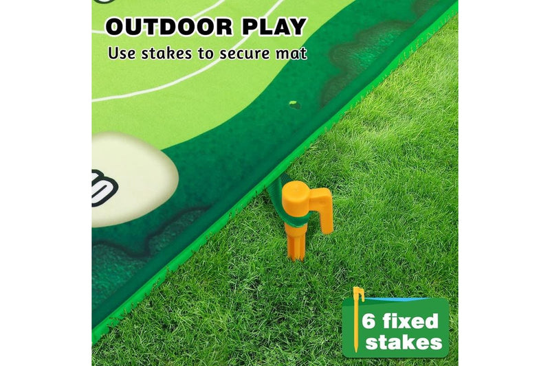 Chipping Golf Game Mat Set Golf Practice Mat Play Mat Indoor Outdoor Games Equipment (Size:With 6pcs Ground Stakes)