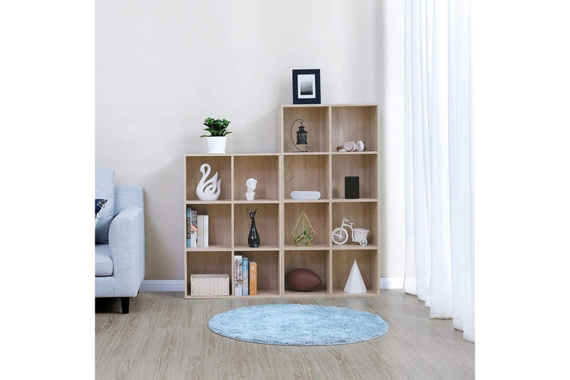 VASAGLE Freestanding 8 Cube Bookcase - Oak