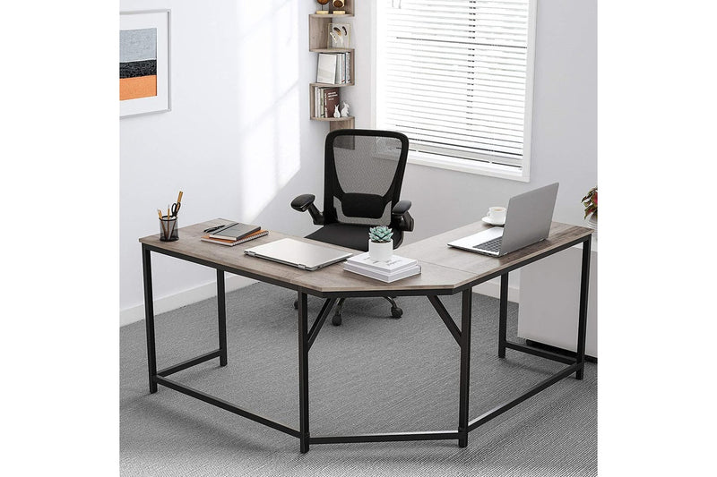 Vasagle L-Shaped Computer Desk - Greige + Black