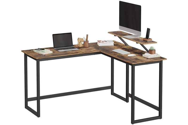 Vasagle L-Shaped Computer Desk with Monitor Stand- Rustic Brown