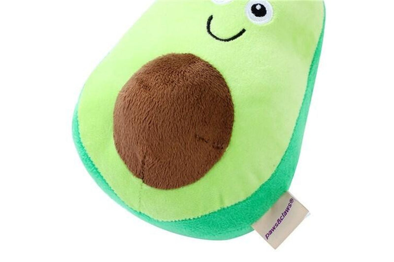 3x Paws & Claws 18cm Veggie Plush Avocado Dog Toy Interactive Fun w Squeaker GRN