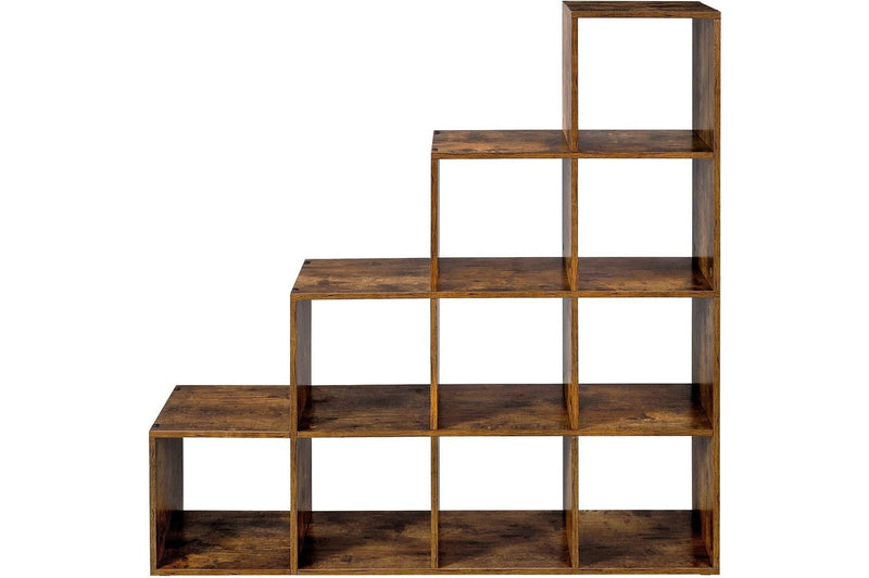 VASAGLE 10 Cubes Staircase Shelf - Rustic Brown