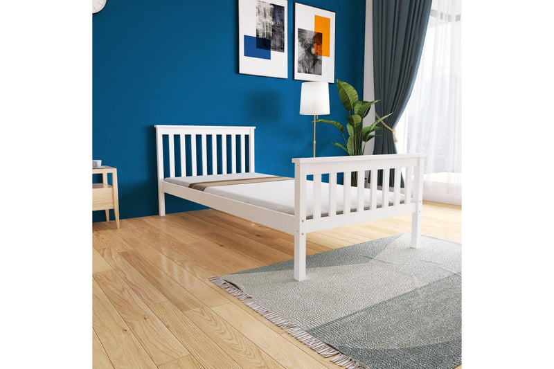 Beckham Single Solid Wooden Bed Frame - White