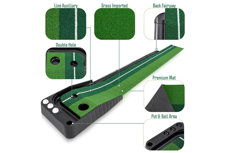 Golf Mini Putting Mat Push Rod Trainer 3M Without Auto Ball Return Fairway Green