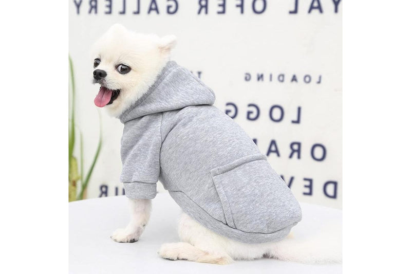 PETSWOL Dog Hoodie with Pocket - Grey, Medium