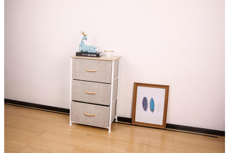 Ovela: 3 Drawer Storage Chest - Beige