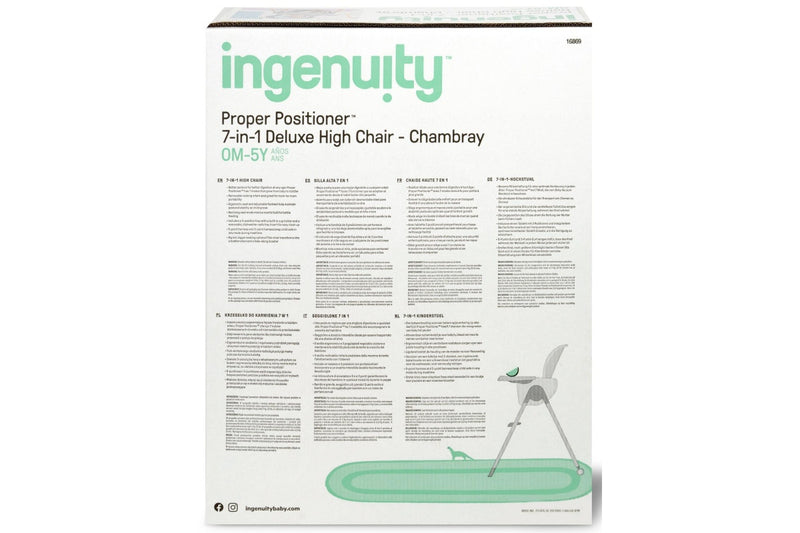 Ingenuity: Proper Positioner 7-in-1 Deluxe High Chair - Chambray