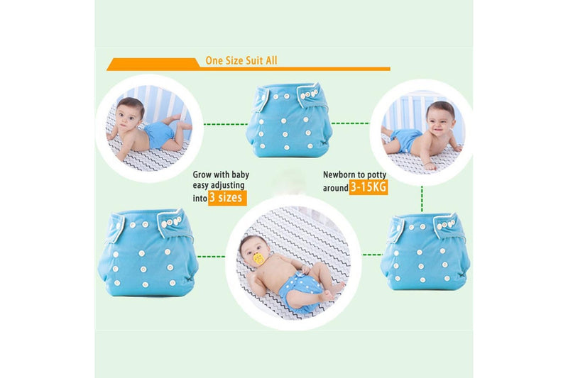 Adjustable Reusable Cloth Nappies with Inserts Washable Cloth Diaper Training Pants