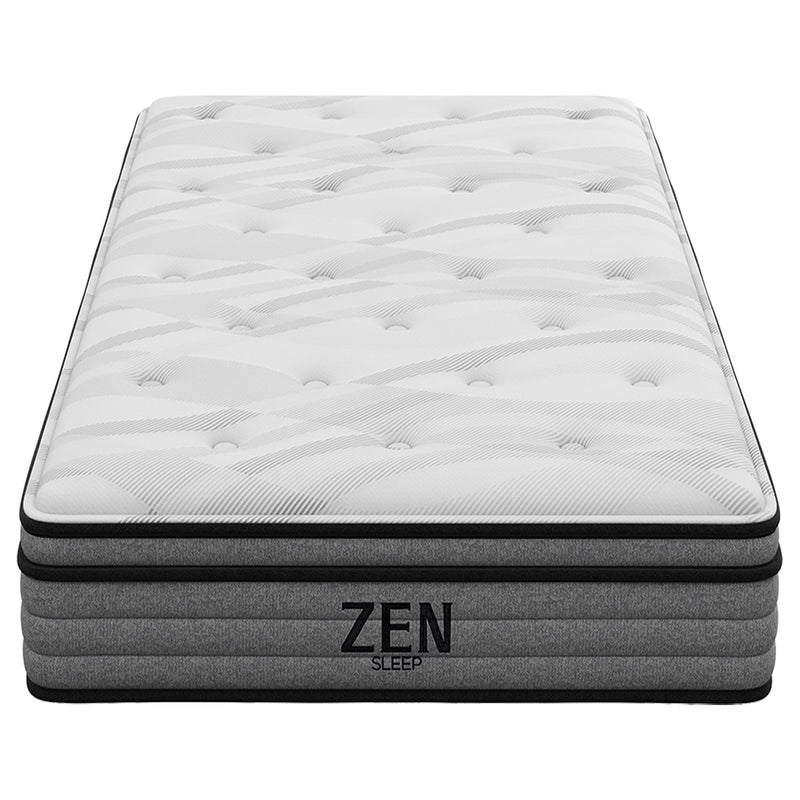 Classic Single Bed Frame with Headboard and Medium Plush Mattress