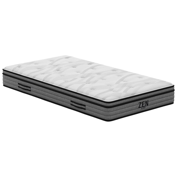 Classic Single Bed Frame with Headboard and Medium Plush Mattress