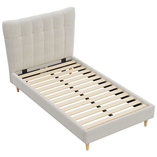 Classic King Single Bed Frame with Headboard - Cloud White