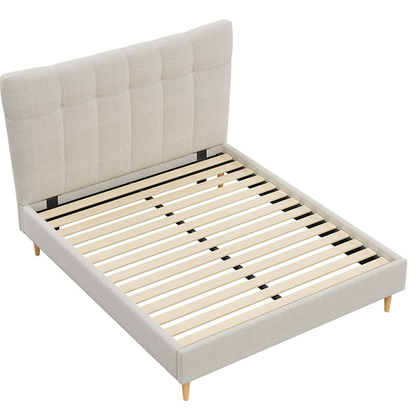 Classic Queen Bed Frame with Headboard - Cloud White