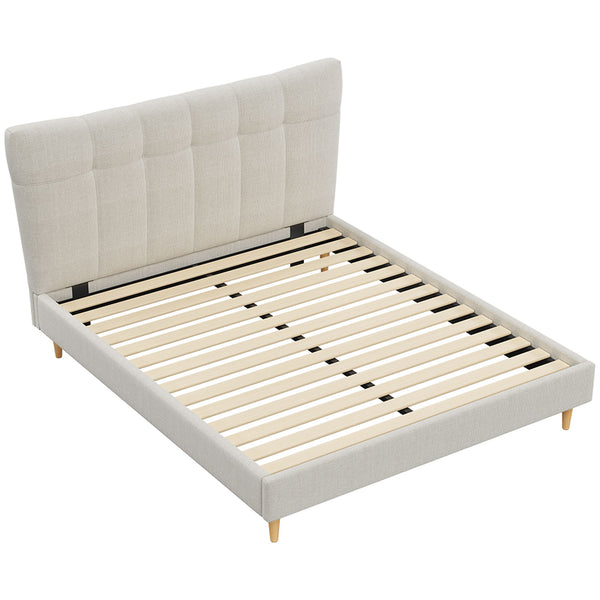 Classic King Bed Frame with Headboard - Cloud White
