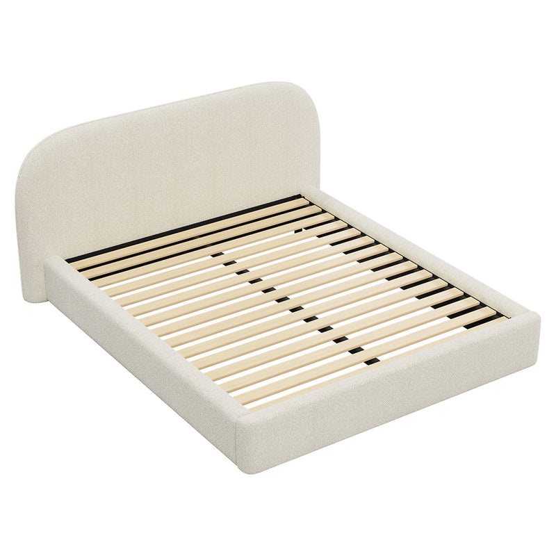 Modern King Bed Frame with Headboard and Plush Mattress