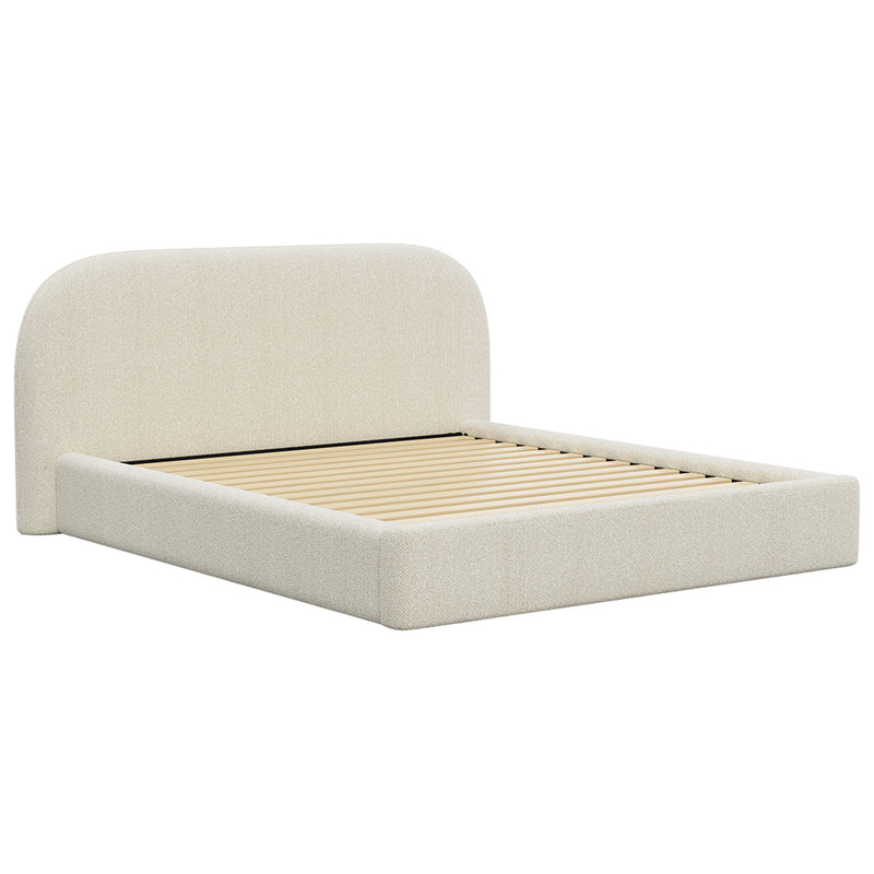 Modern King Bed Frame with Headboard and Plush Mattress