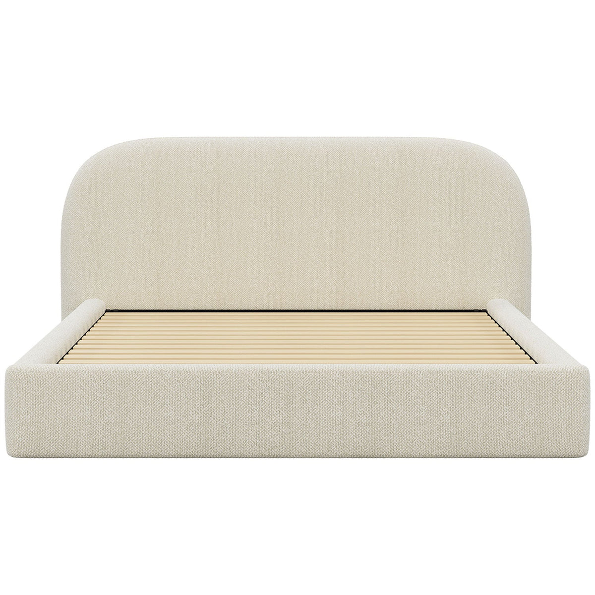 Modern King Bed Frame with Headboard and Plush Mattress