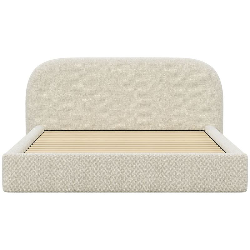 Modern King Bed Frame with Headboard and Plush Mattress