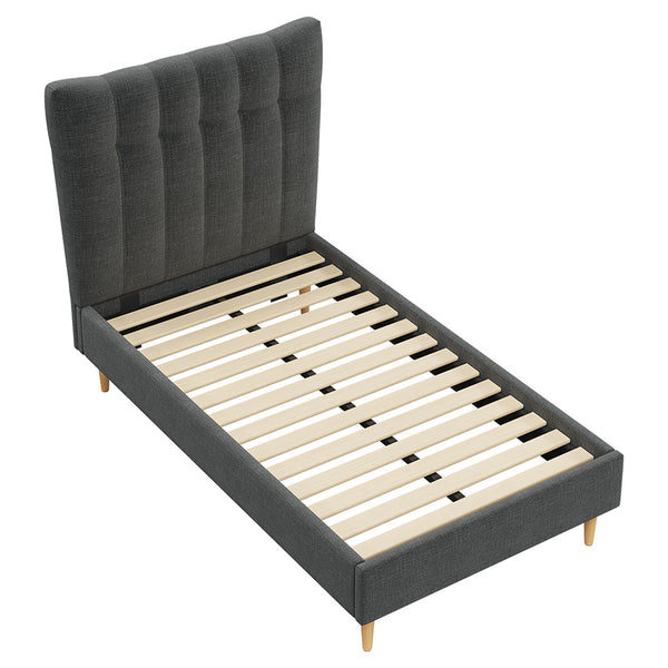 Classic Single Bed Frame with Headboard - Graphite