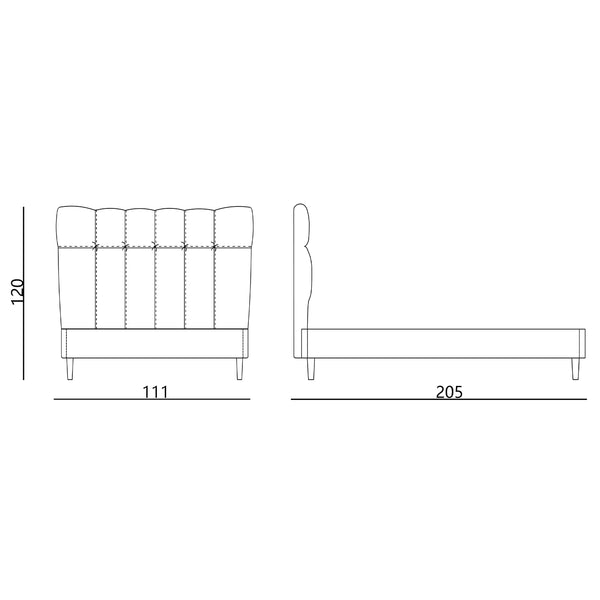 Classic Single Bed Frame with Headboard - Graphite