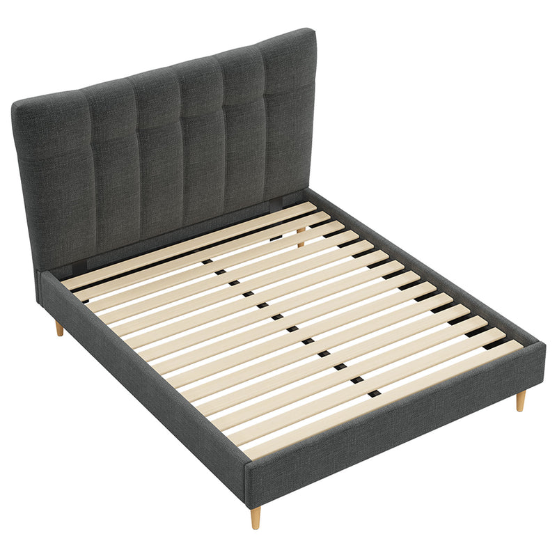 Classic Queen Bed Frame with Headboard and Medium Plush Mattress