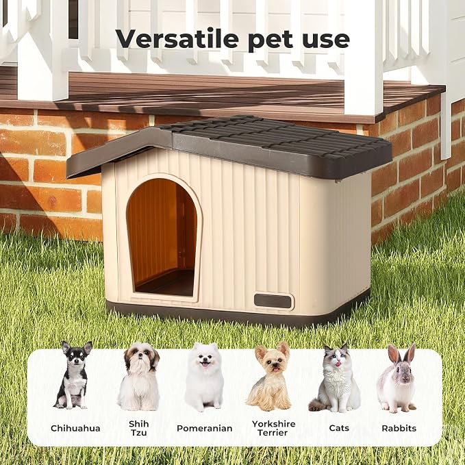 Pawz Dog House Plastic Pet Cage Small Medium Dogs Weatherproof Kennel Vent
