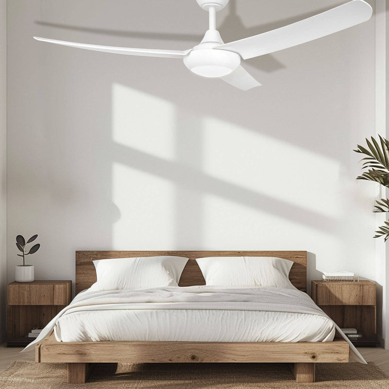 Brilliant 132cm White Matt Duque 3 Blade DC Ceiling Fan With Light Tone Changing LED Light And Remote