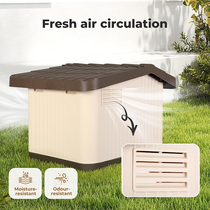 Pawz Dog House Plastic Pet Cage Small Medium Dogs Weatherproof Kennel Vent