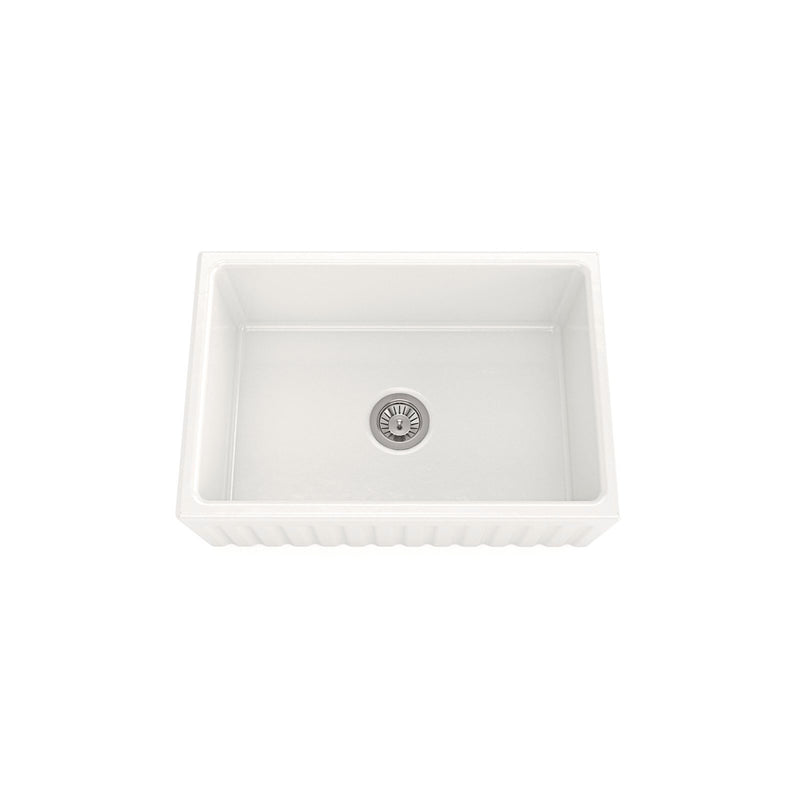 Sergio 755mm Junior Manor Fluted Apron Single Ceramic Sink