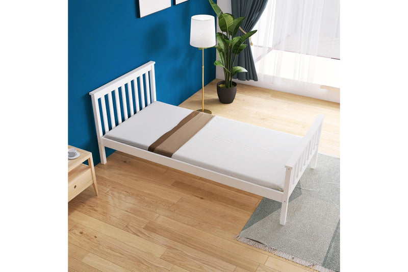 Beckham Single Solid Wooden Bed Frame - White