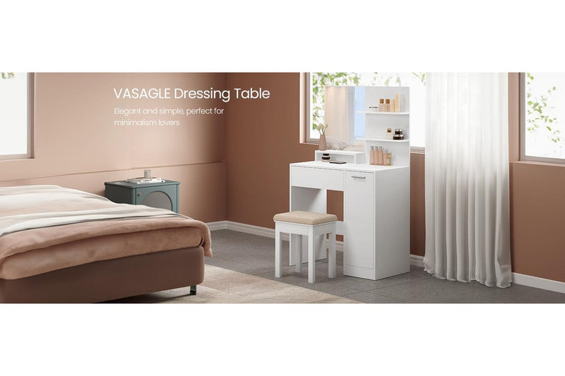 VASAGLE Dressing Table With Mirror - White