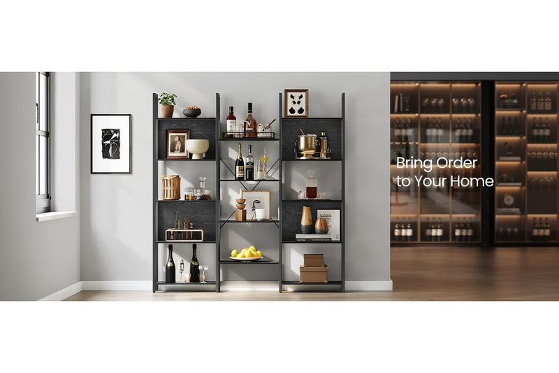 VASAGLE Metal Frame Bookshelf with 14 Shelves - Black