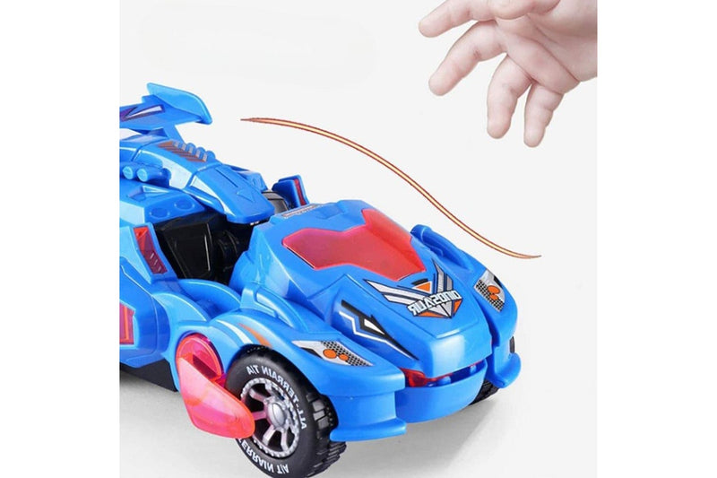 Vibe Geeks 2 In 1 Automatic Transforming Dinosaur Toy Car With Led Light And Music- Battery Operated