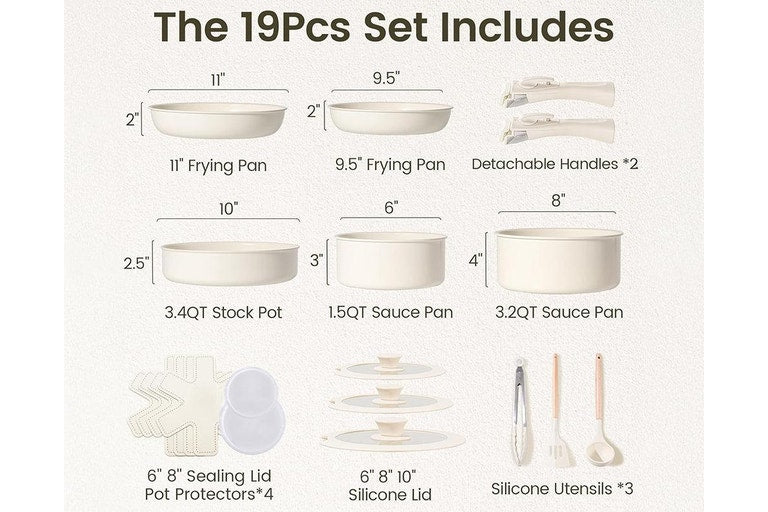 19 Piece Nonstick Induction Cookware Set