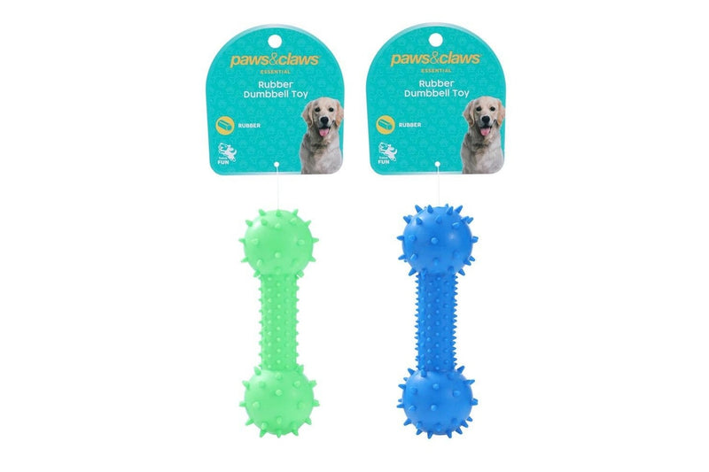 6x Paws & Claws Rubber 14.5x5cm Dumbbell Pet Dog Interactive Play Toy Assorted