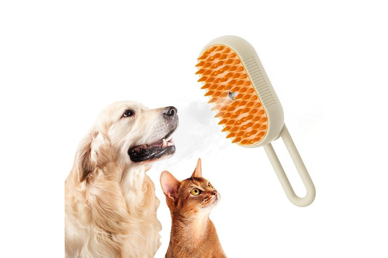 PETSWOL 3 in 1 Self Cleaning Pet Steam Brush - Beige