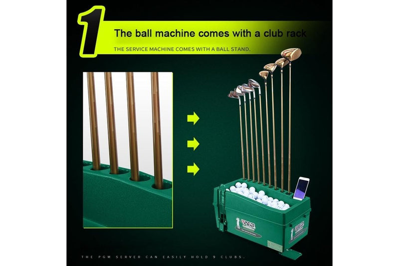 Golf Ball Dispenser Automatic Tee Up Machine With Club Rack - Size 62X32X32Cm Green