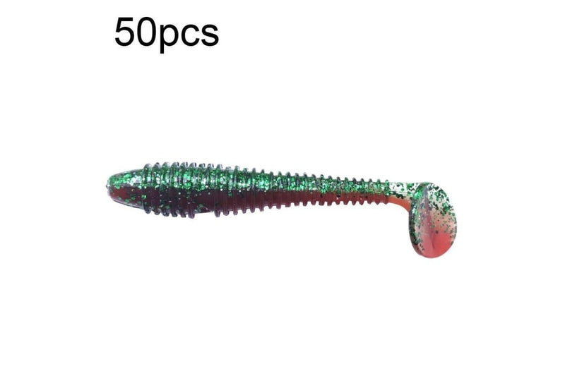 50 Piece 5.5cm Two Tone Threaded t Tail Soft Bait Lures