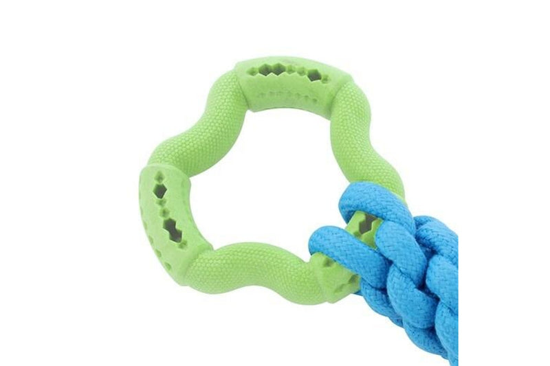 2x Paws & Claws Fetch N' Play Ring + Rope Tugger Dog Pet Toy Assorted 24x12x6cm