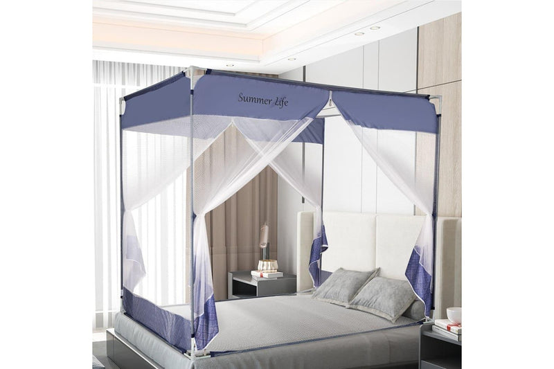 Mosquito Bed Nets Foldable Canopy Square Blue