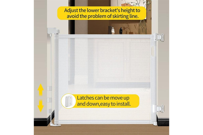 Petswol: Retractable Safety Gate Fence For Pets And Children - White