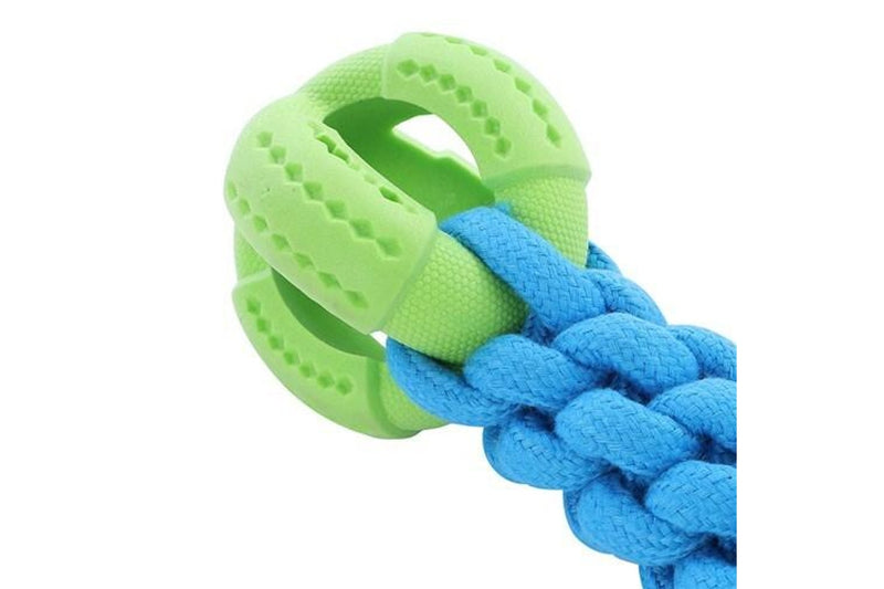 2x Paws & Claws Fetch N' Play Ball + Rope Tugger Dog Pet Toy Assorted 24x10x10cm