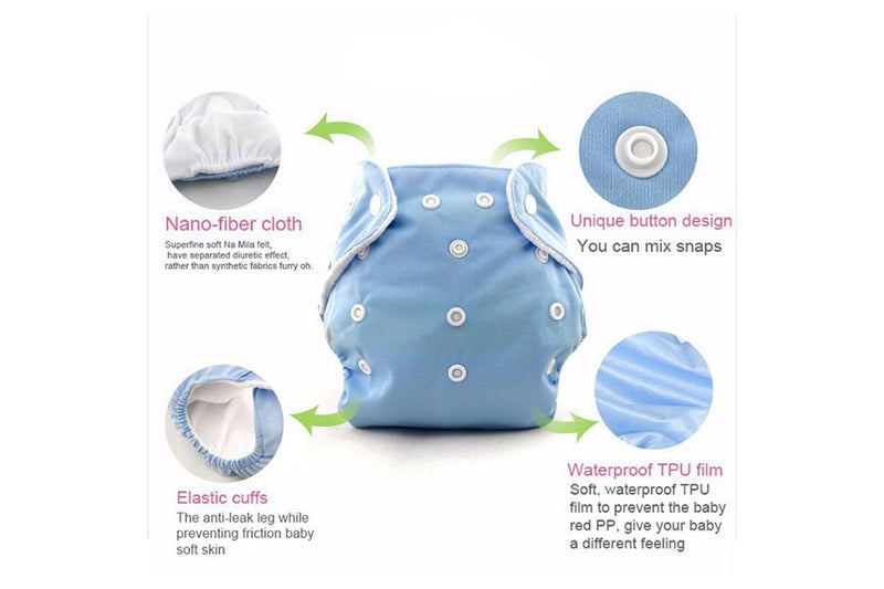 Adjustable Reusable Cloth Nappies with Inserts Washable Cloth Diaper Training Pants