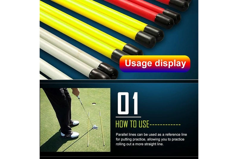 2 Pcs Golf Alignment Sticks Fiberglass Training Aid Practice Rods For Correct Ball Direction - Red